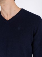 Camisola de malha com gola em bico