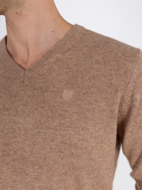 Jersey de punto con cuello de pico Jersey de punto con cuello de pico
