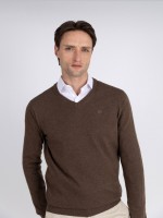 Camisola de malha com gola em bico