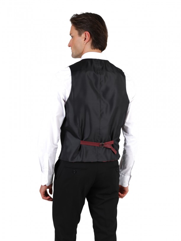 Plain suit with vegan fabric waistcoat