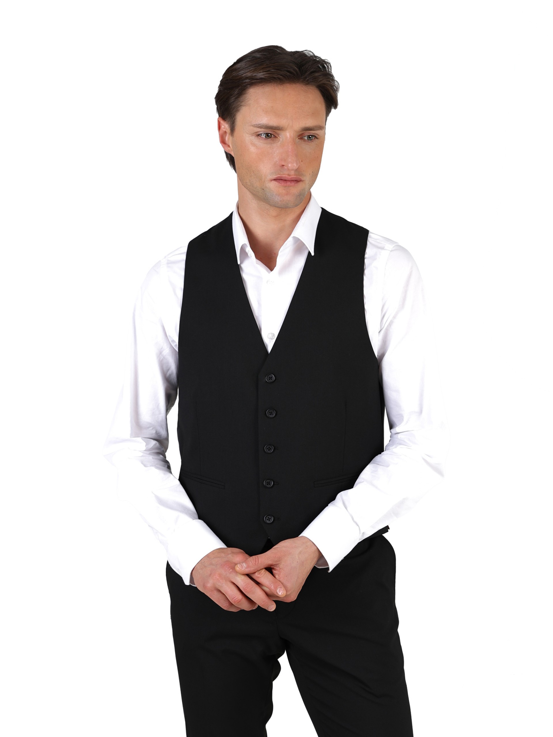 Plain suit with vegan fabric waistcoat