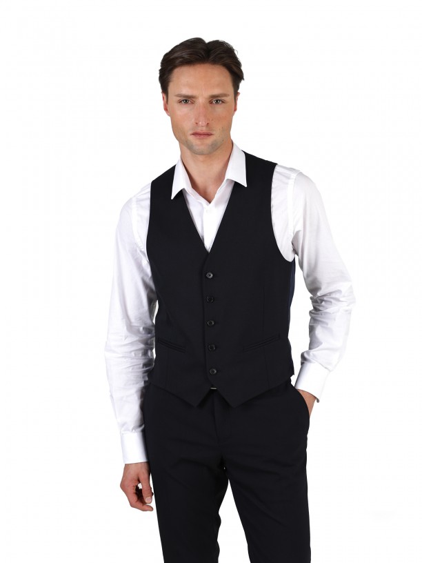Plain suit with vegan fabric waistcoat