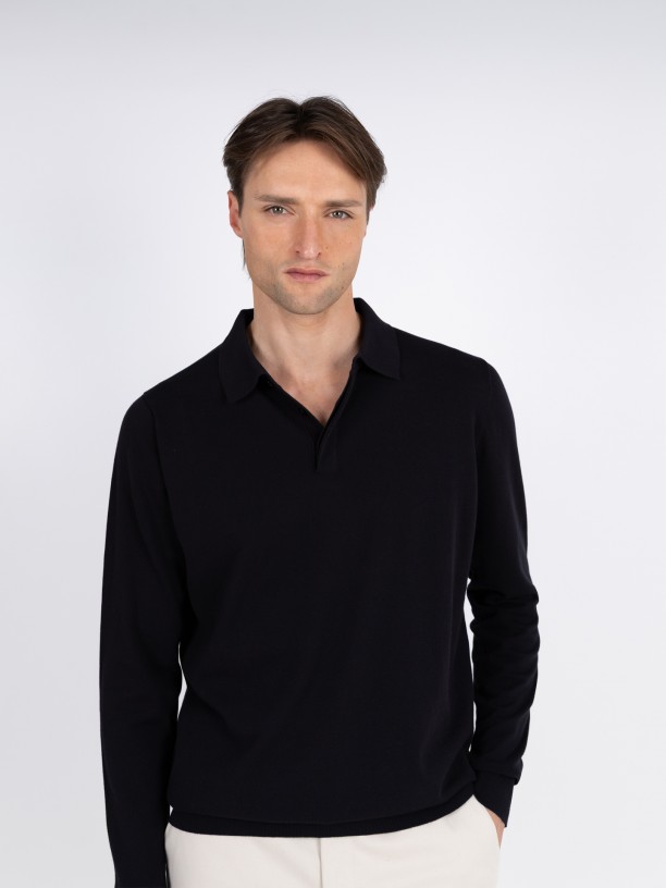 Polo de malha manga comprida 100% algodo