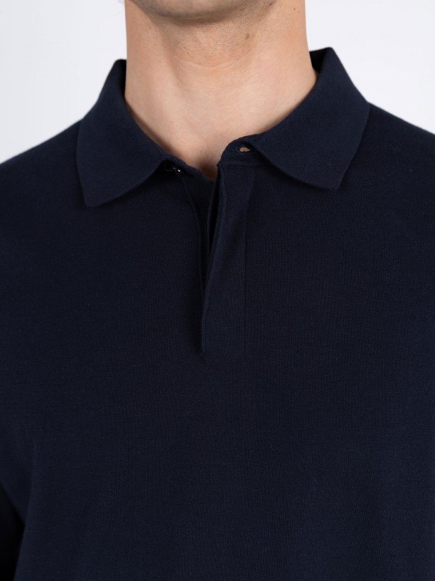Long-sleeve knit polo 100% cotton Long-sleeve knit polo 100% cotton