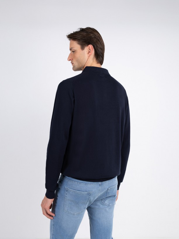 Long-sleeve knit polo 100% cotton Long-sleeve knit polo 100% cotton