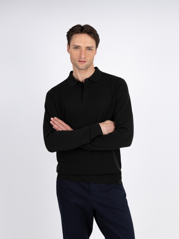 Polo de malha manga comprida 100% algodo