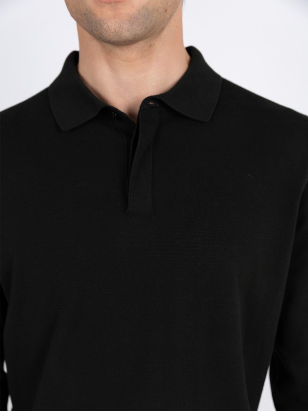 Polo de malha manga comprida 100% algodo
