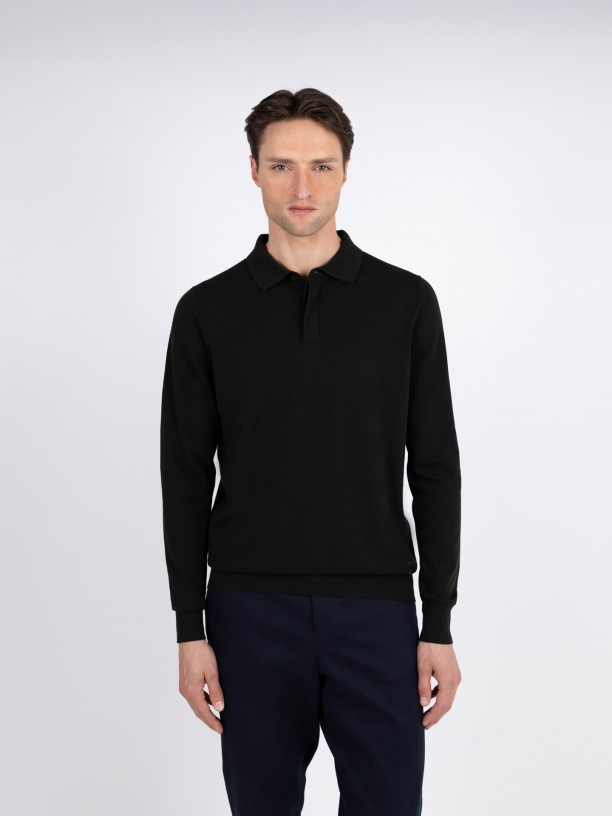 Polo de malha manga comprida 100% algodo