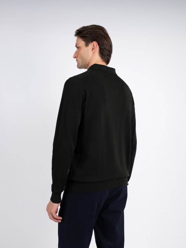 Polo de malha manga comprida 100% algodo