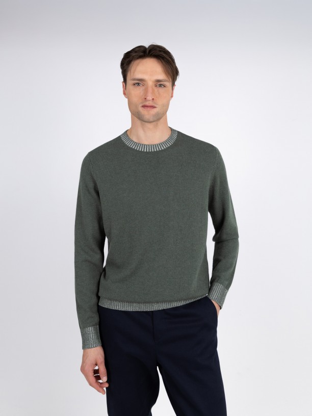 Camisola de malha algodo gola redonda