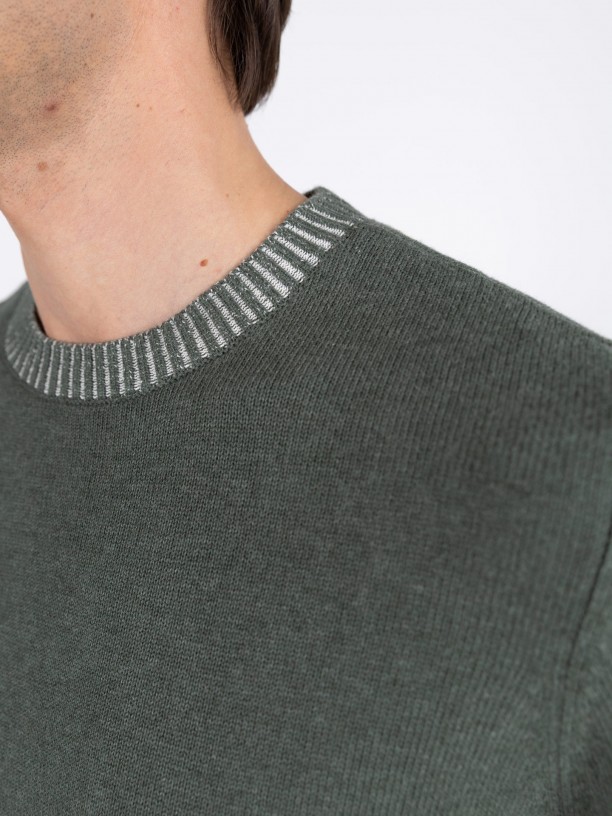 Camisola de malha algodo gola redonda