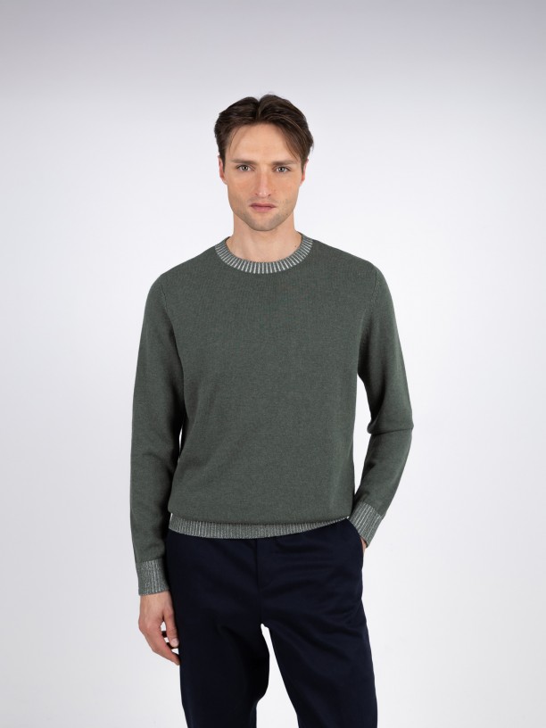 Camisola de malha algodo gola redonda