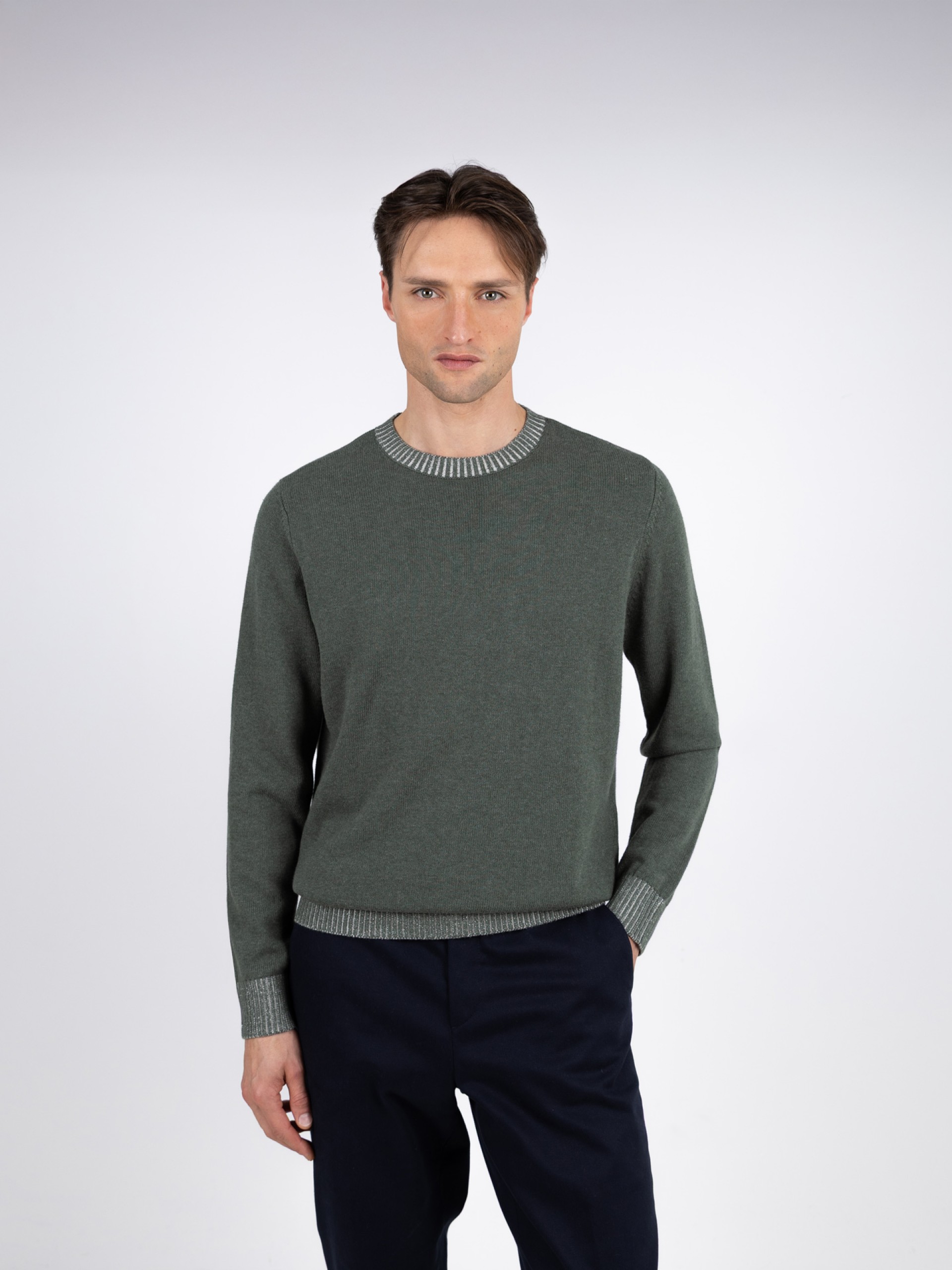 Camisola de malha algodão gola redonda