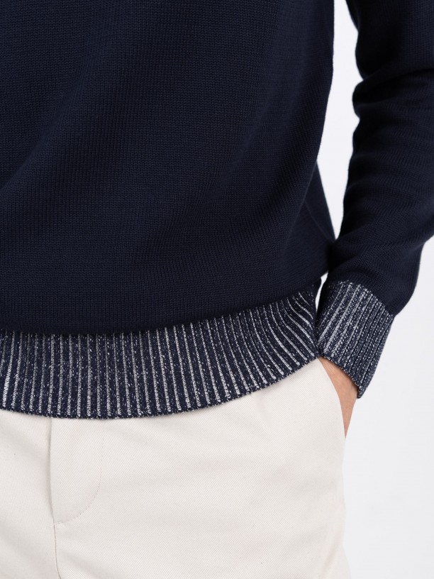 Camisola de malha algodão gola redonda Camisola de malha algodão gola redonda