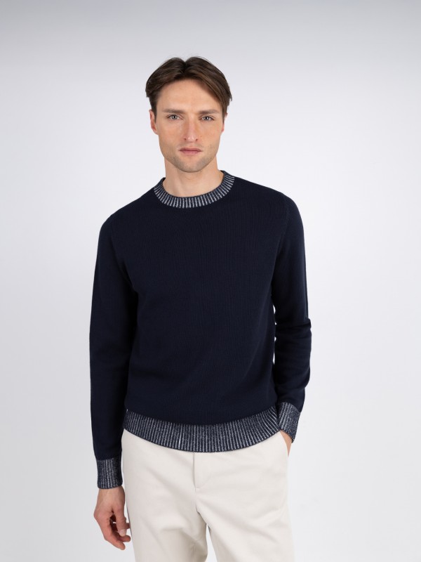 Camisola de malha algodão gola redonda Camisola de malha algodão gola redonda