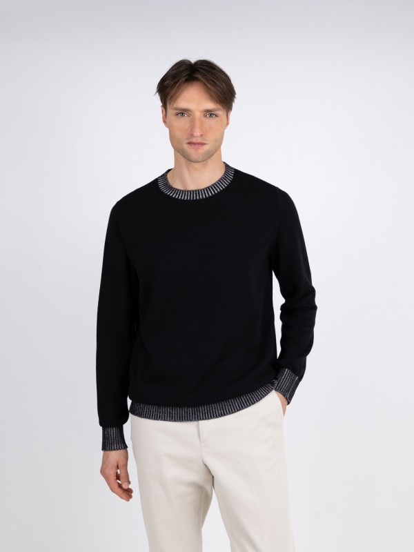 Camisola de malha algodo gola redonda