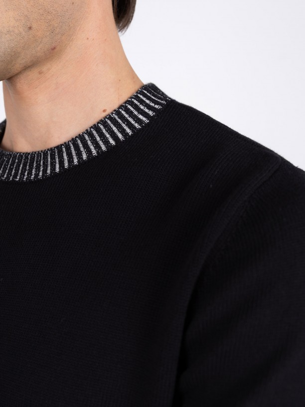 Camisola de malha algodo gola redonda