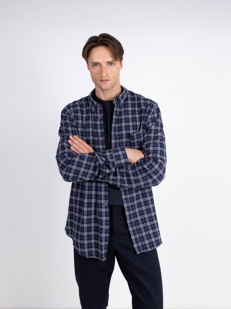 Camisa de algodão padrão xadrez Camisa de algodão padrão xadrez