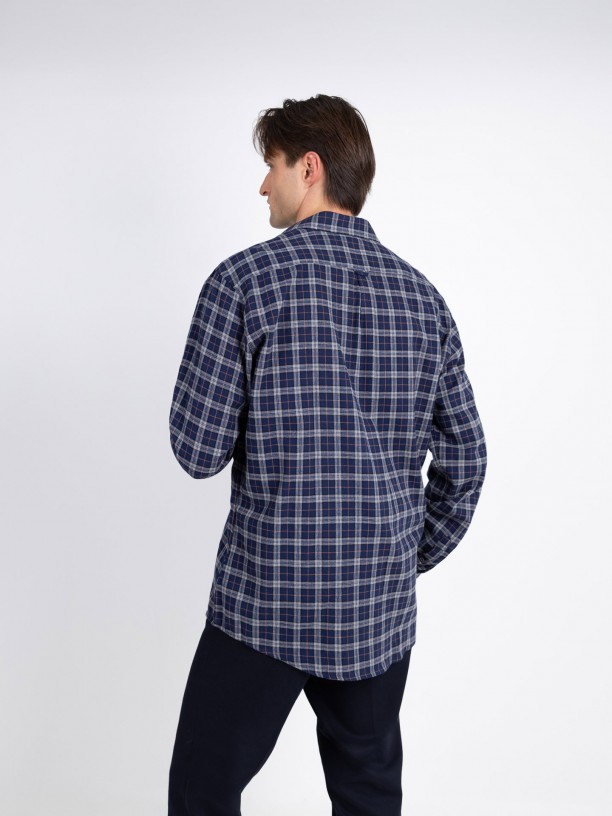 Camisa de algodón con estampado a cuadros Camisa de algodón con estampado a cuadros