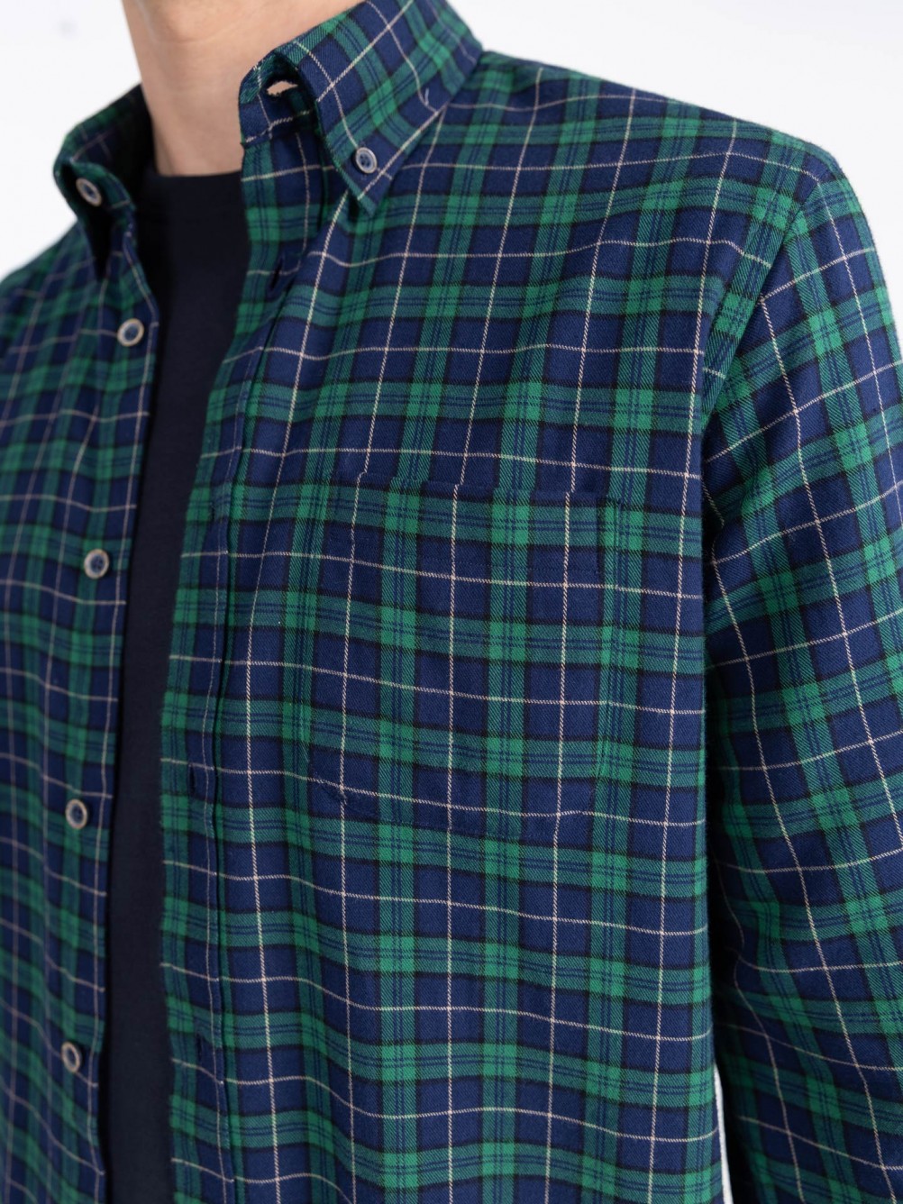 Camisa de algod�o padr�o xadrez