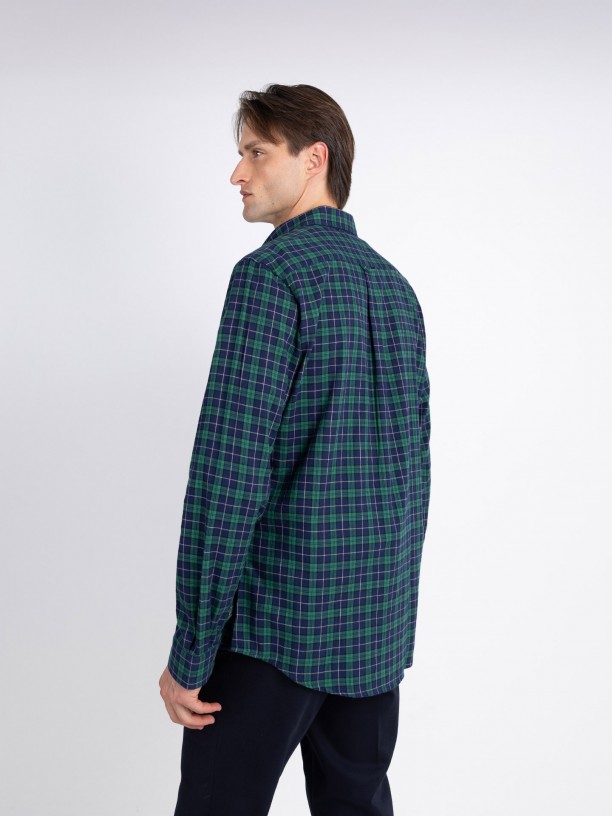 Camisa de algodón con estampado a cuadros Camisa de algodón con estampado a cuadros