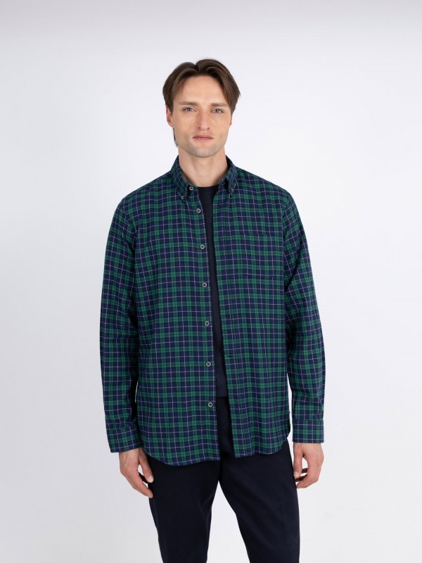 Camisa de algodn con estampado a cuadros