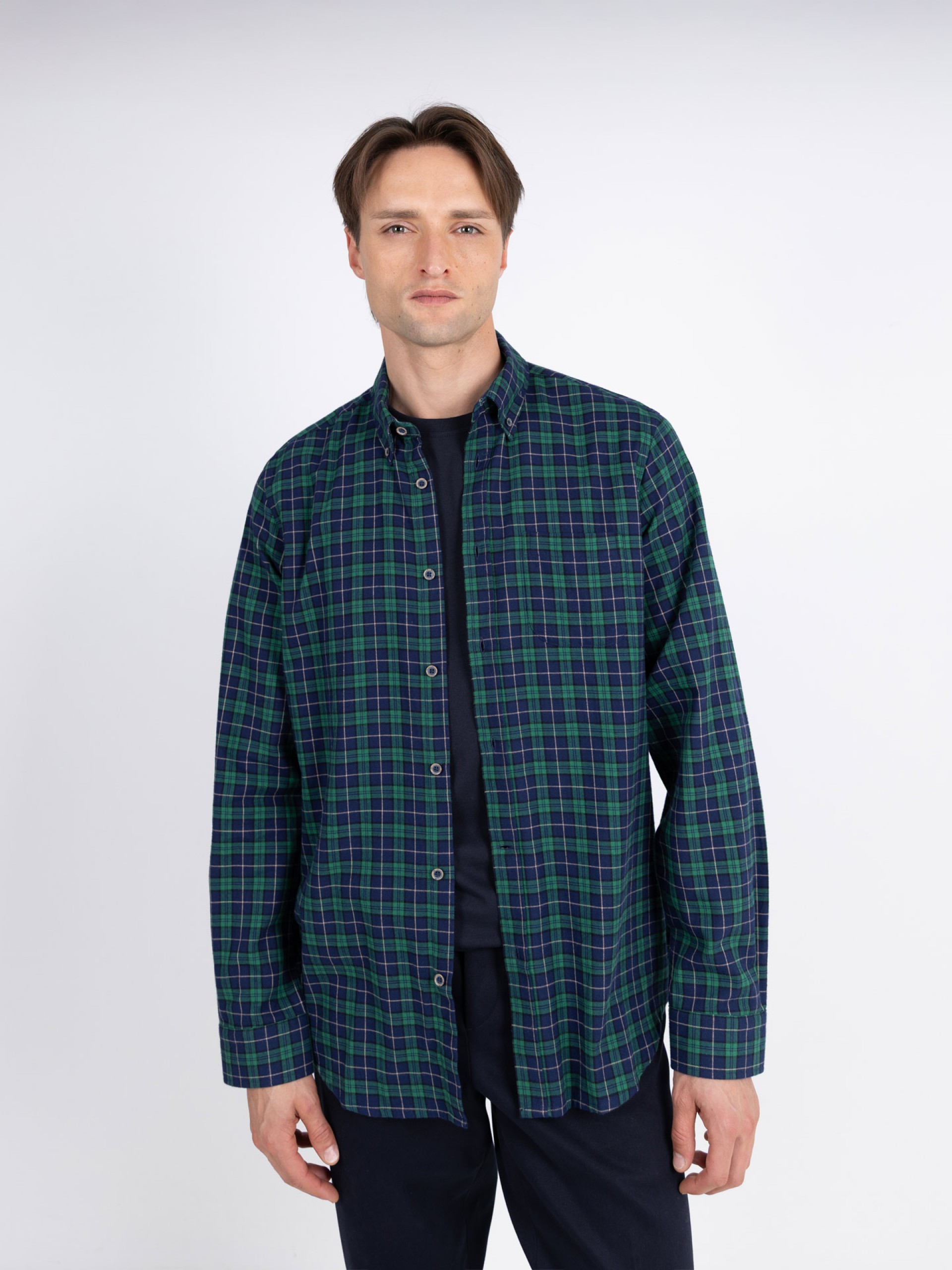 Camisa de algodón con estampado a cuadros