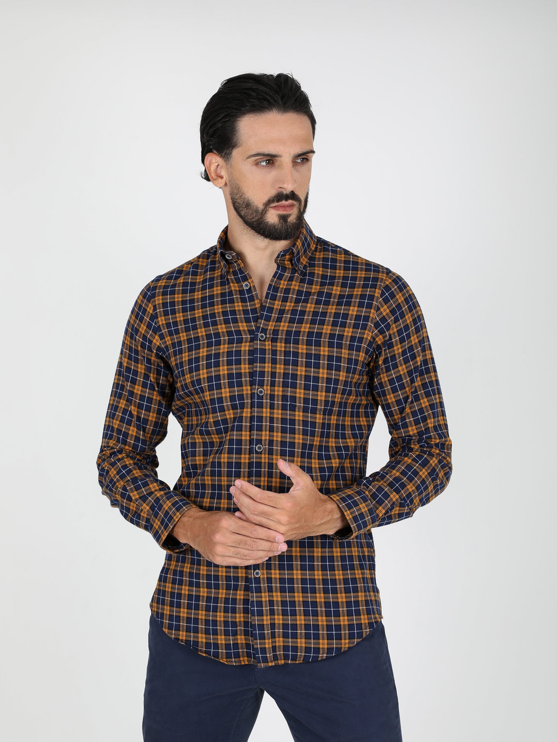 Camisa de algodón con estampado a cuadros