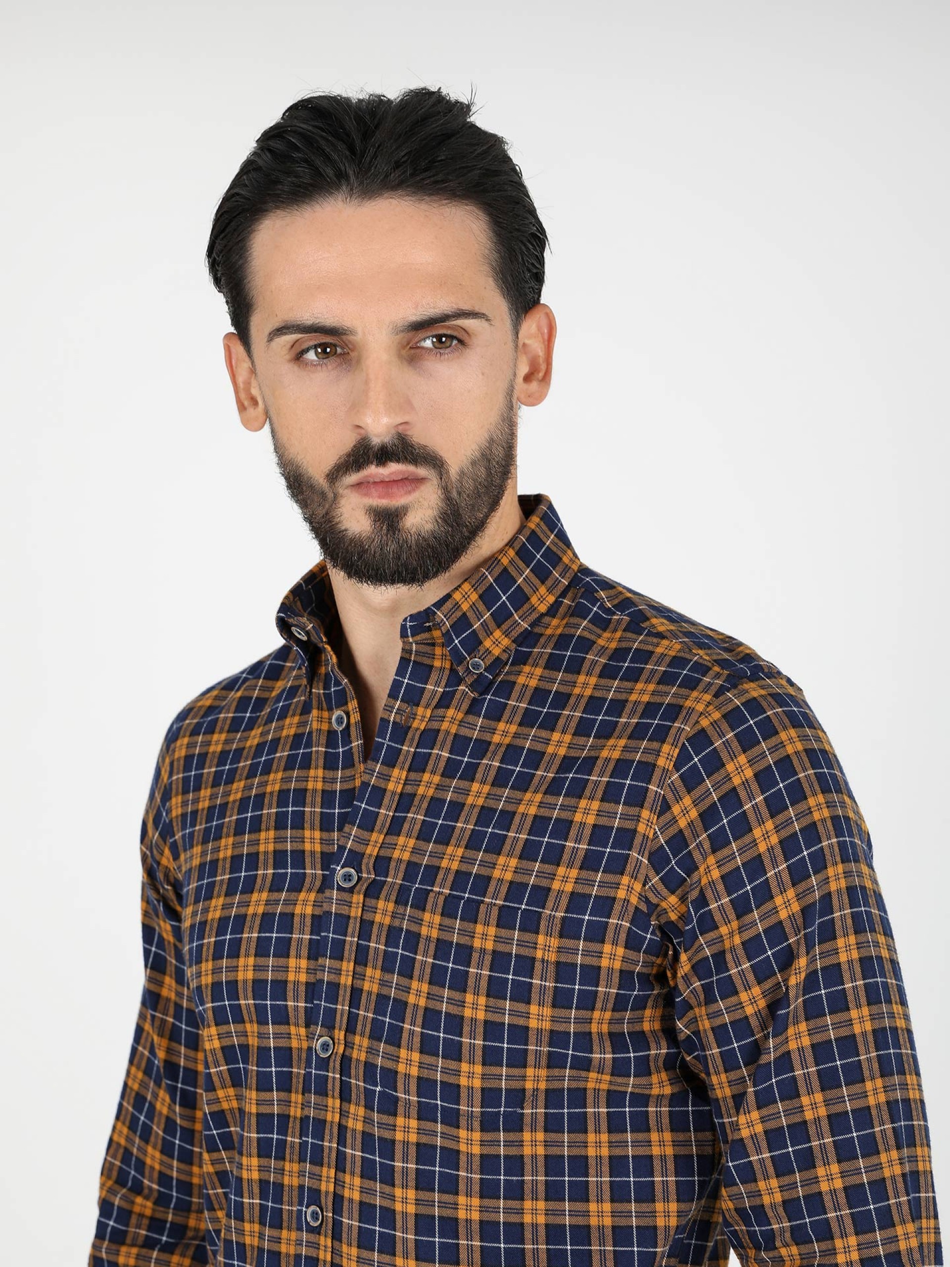 Camisa de algodón con estampado a cuadros