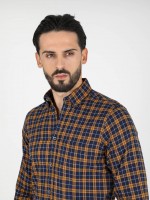 Camisa de algodão padrão xadrez Camisa de algodão padrão xadrez