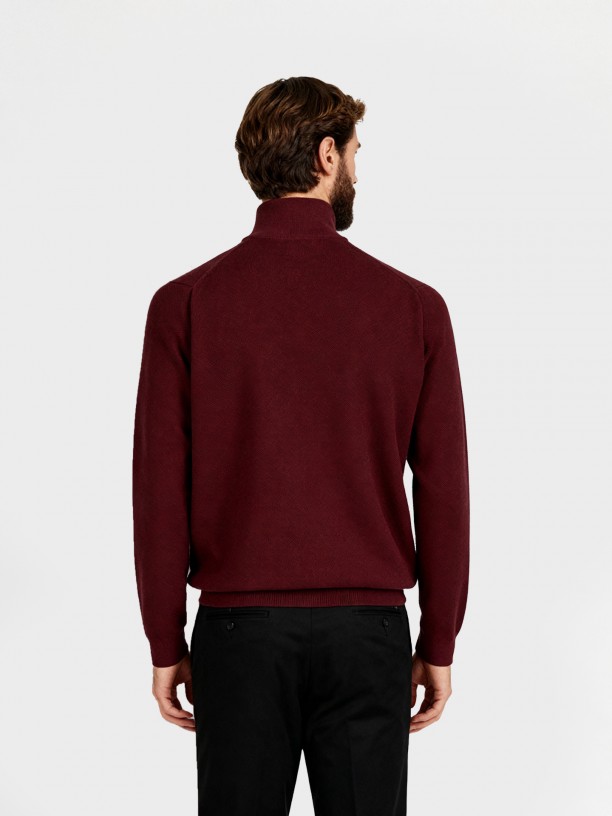 Camisola de malha meio fecho 100% algodo