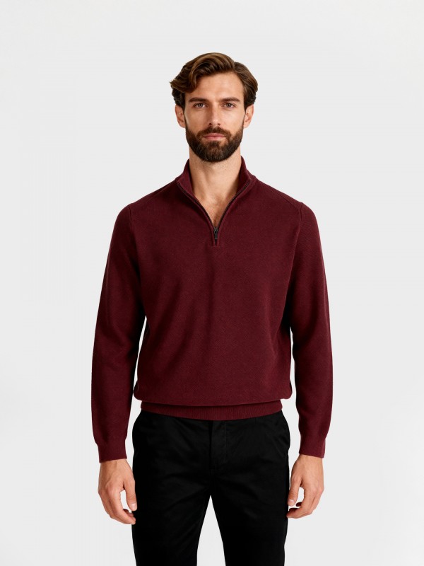 Camisola de malha meio fecho 100% algodo