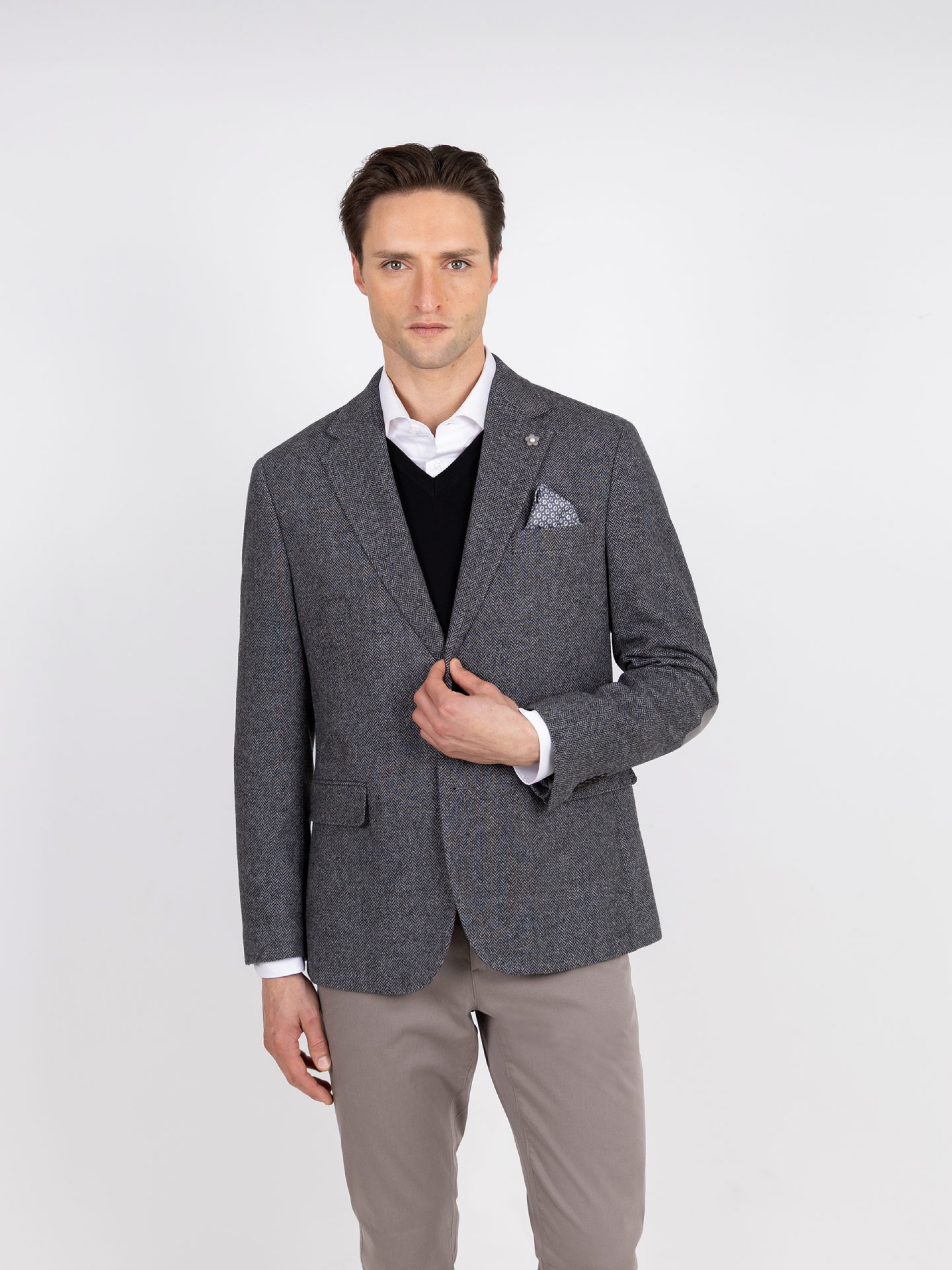 Americana de lana con micropatrón