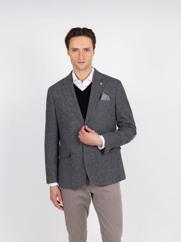 Americana de lana con micropatrn