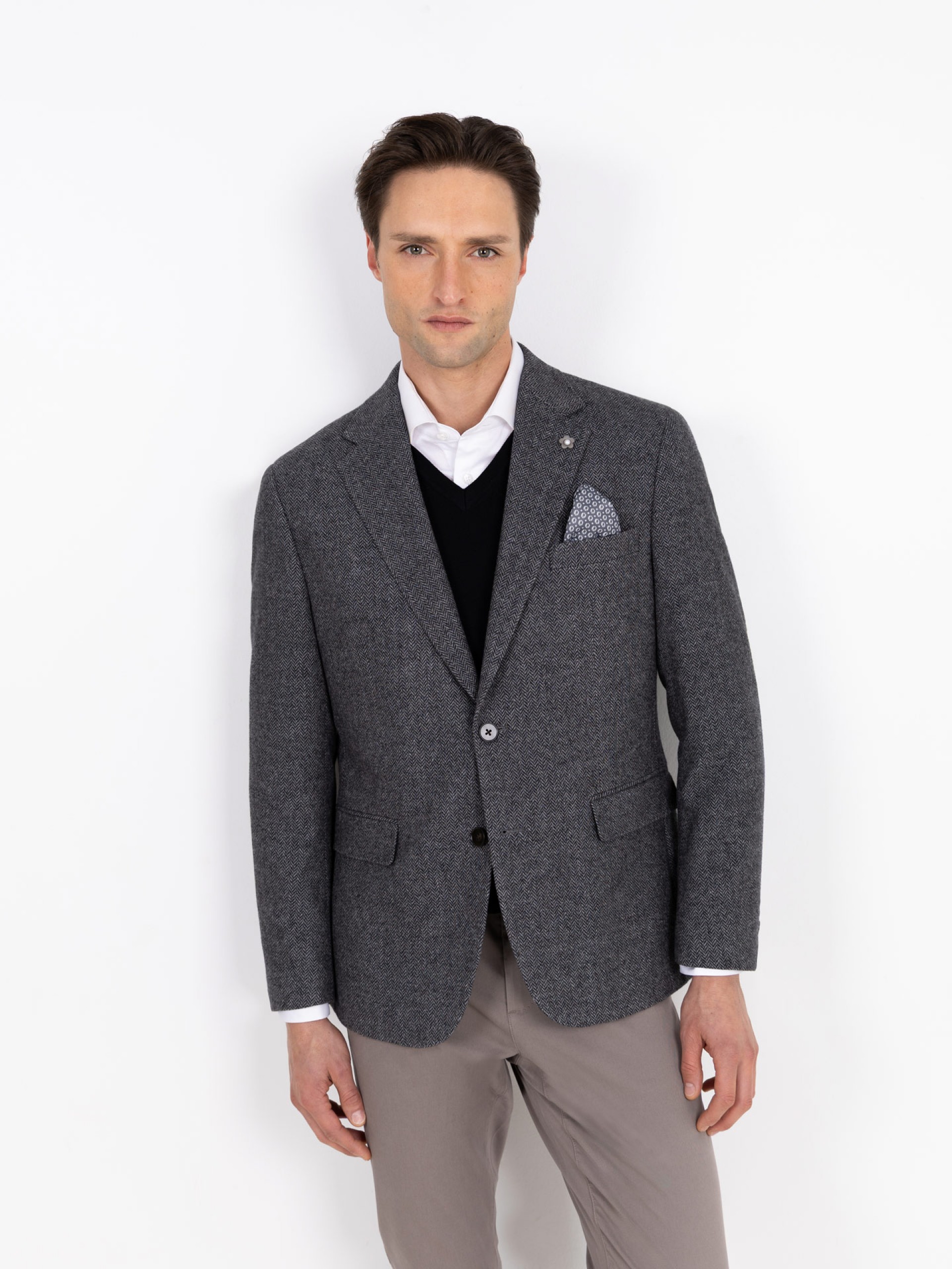 Americana de lana con micropatrón