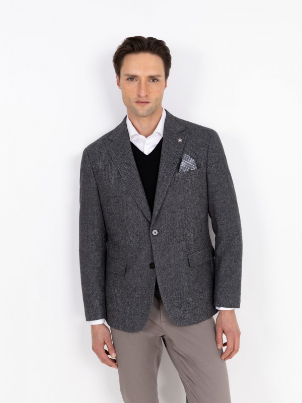 Americana de lana con micropatrn