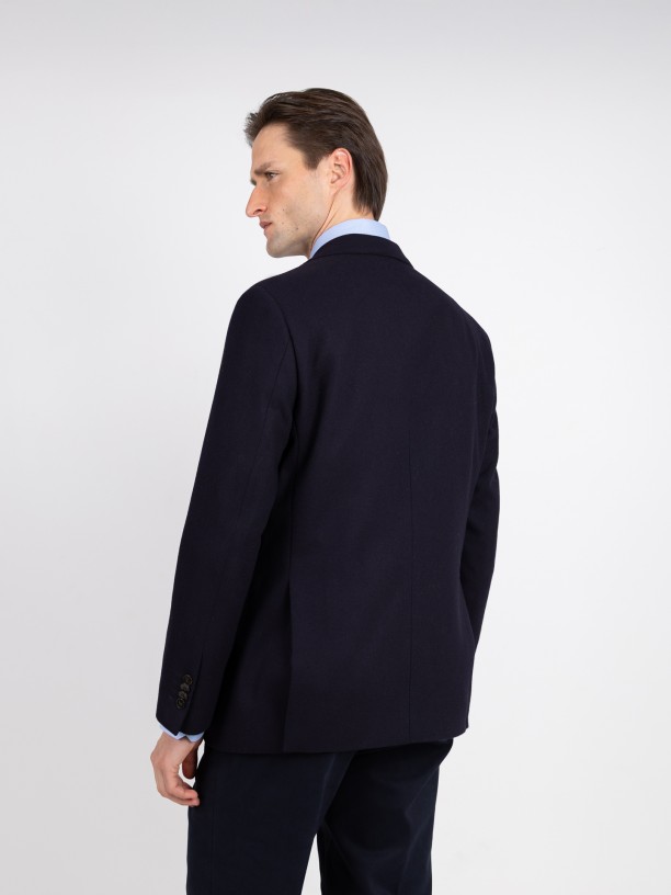 Blazer casual liso con lana