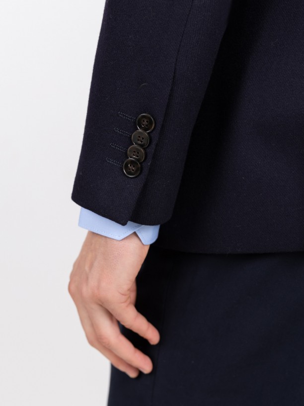 Blazer casual liso con lana