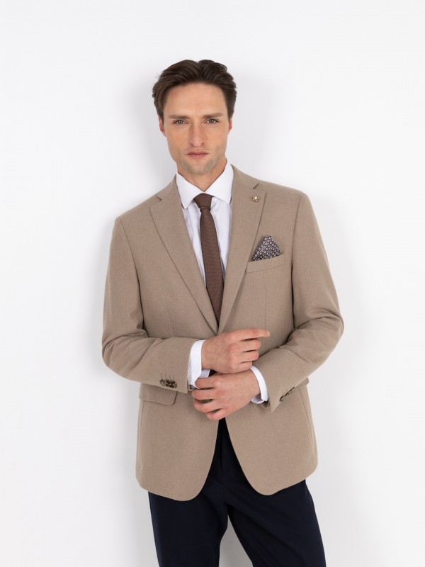 Blazer casual liso con lana