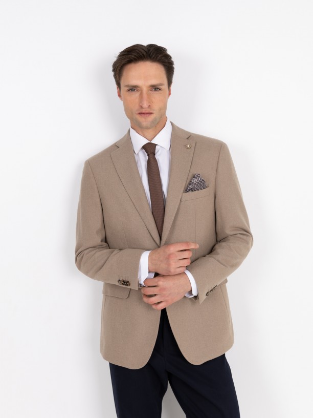 Blazer casual liso con lana Blazer casual liso con lana