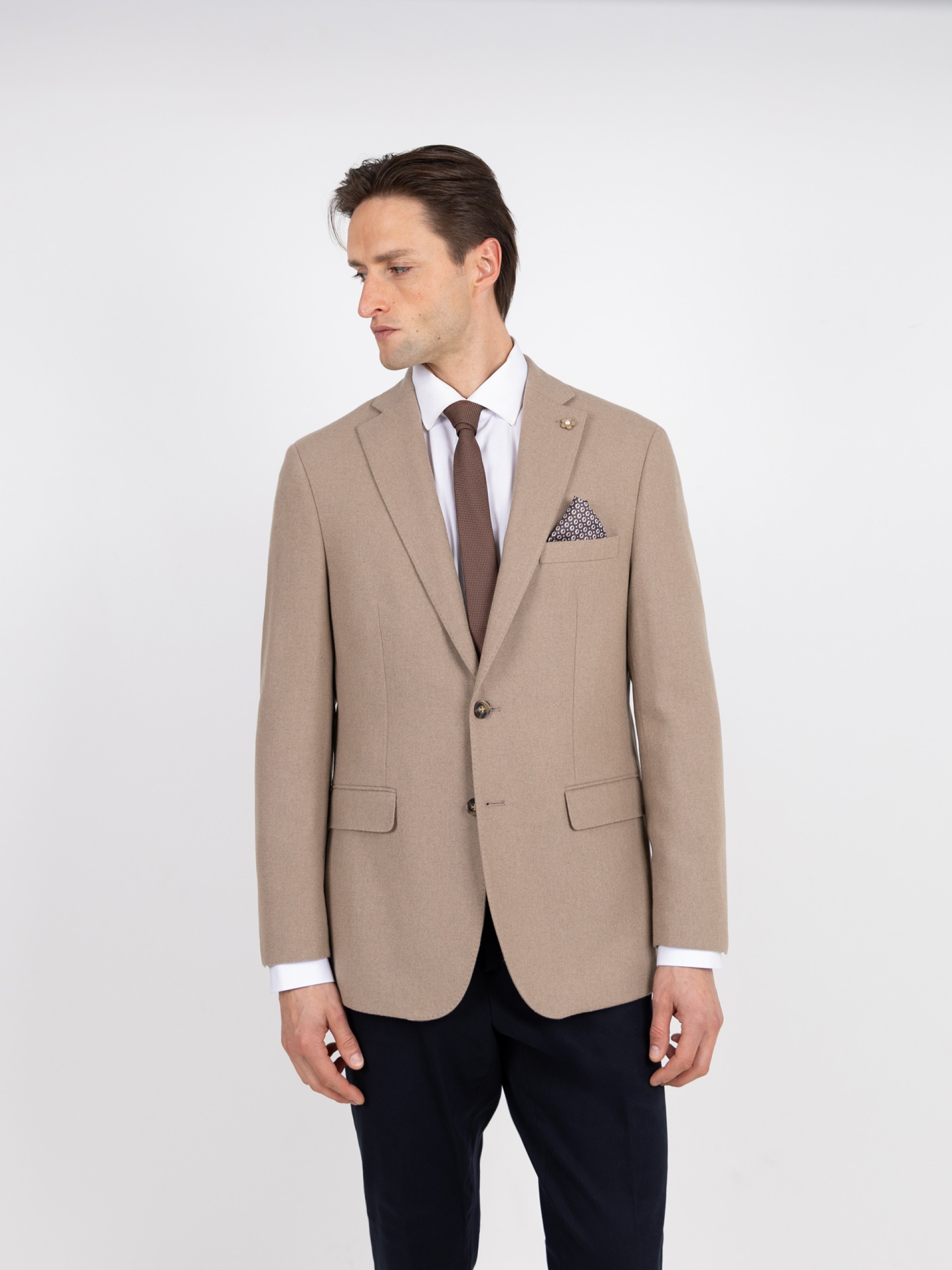 Blazer casual liso com lã