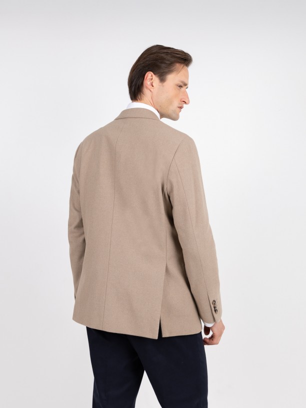 Blazer casual liso con lana Blazer casual liso con lana