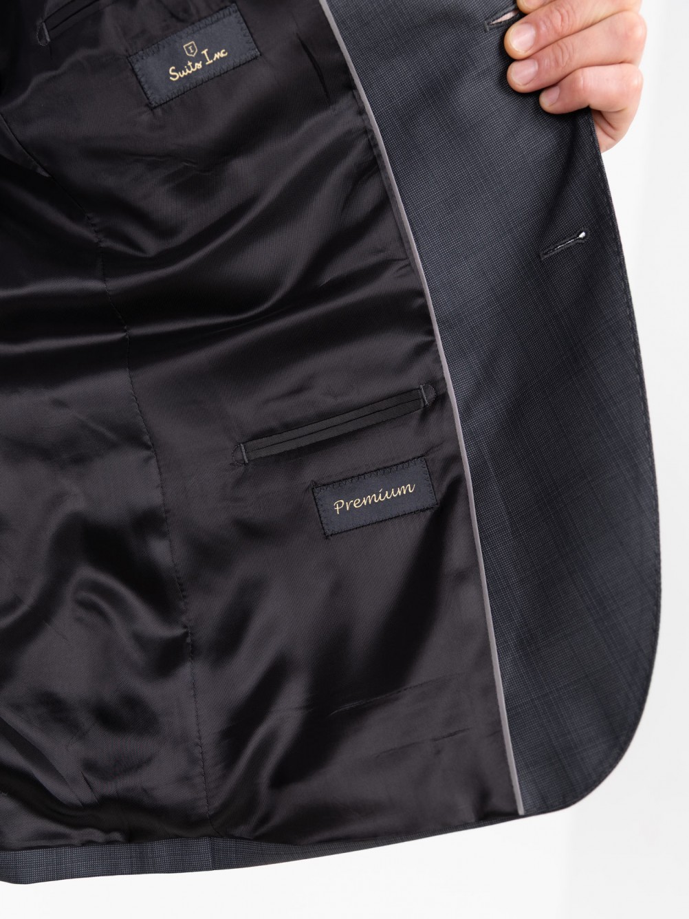 Micro pattern regular fit 100% wool suit