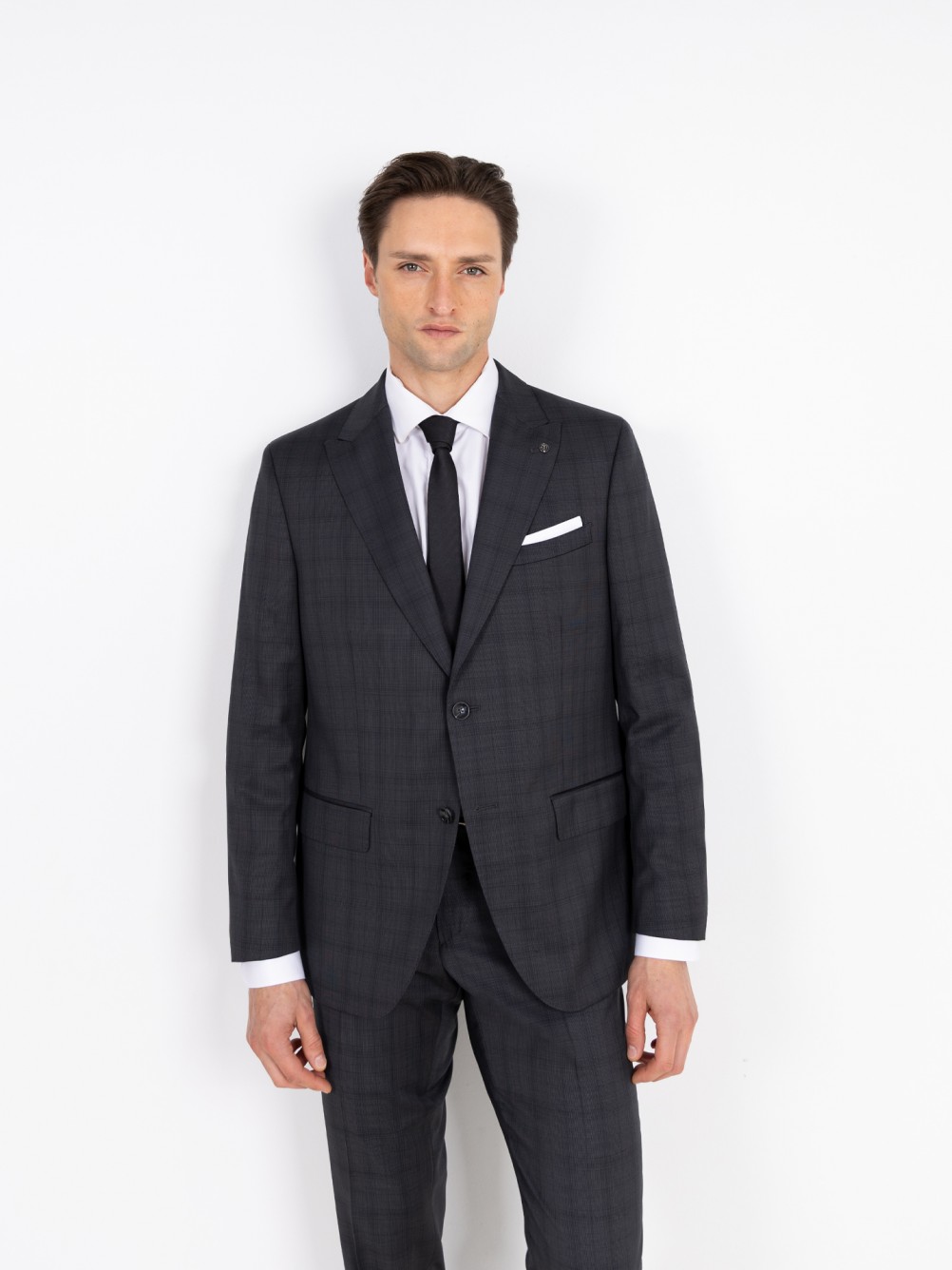 Micro pattern regular fit 100% wool suit