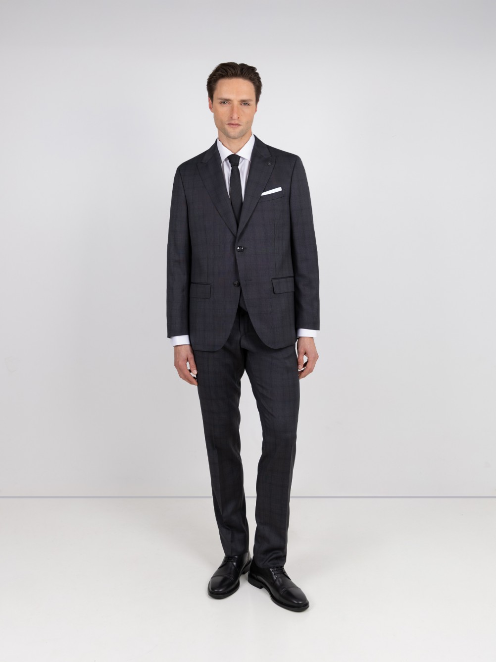 Micro pattern regular fit 100% wool suit