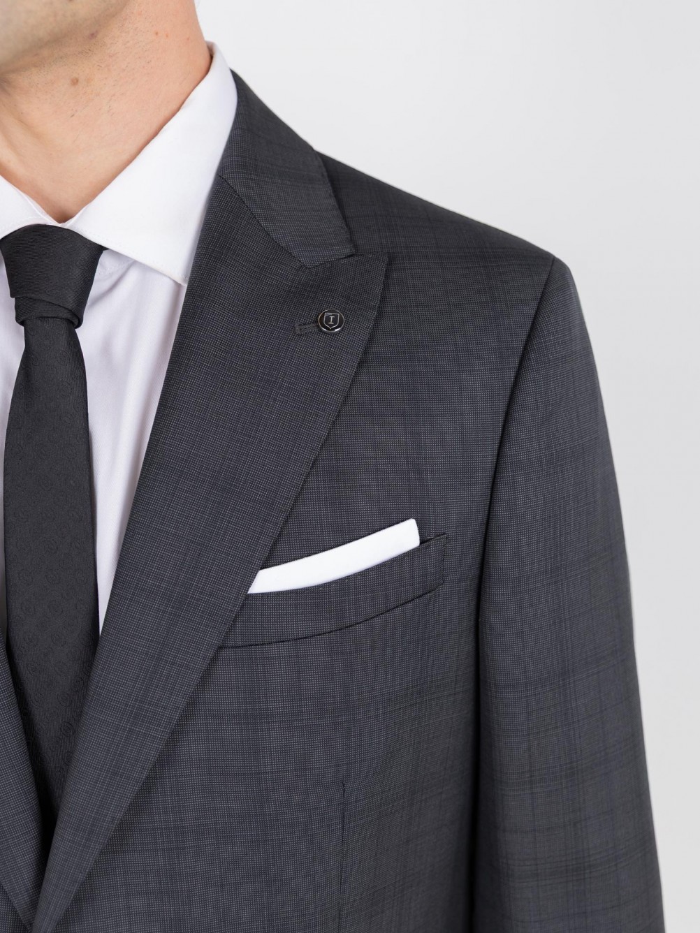 Micro pattern regular fit 100% wool suit