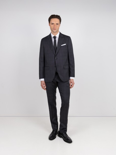 Micro pattern regular fit 100% wool suit