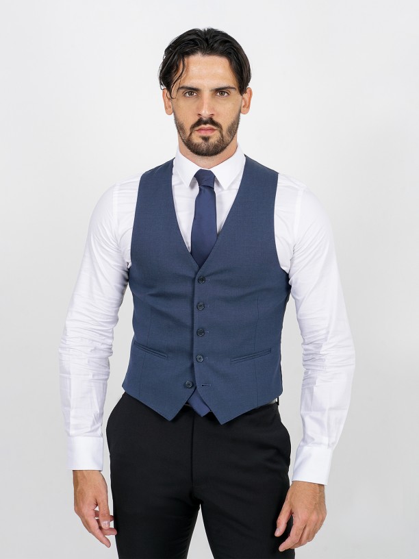 Plain slim fit waistcoat vegan fabric Plain slim fit waistcoat vegan fabric