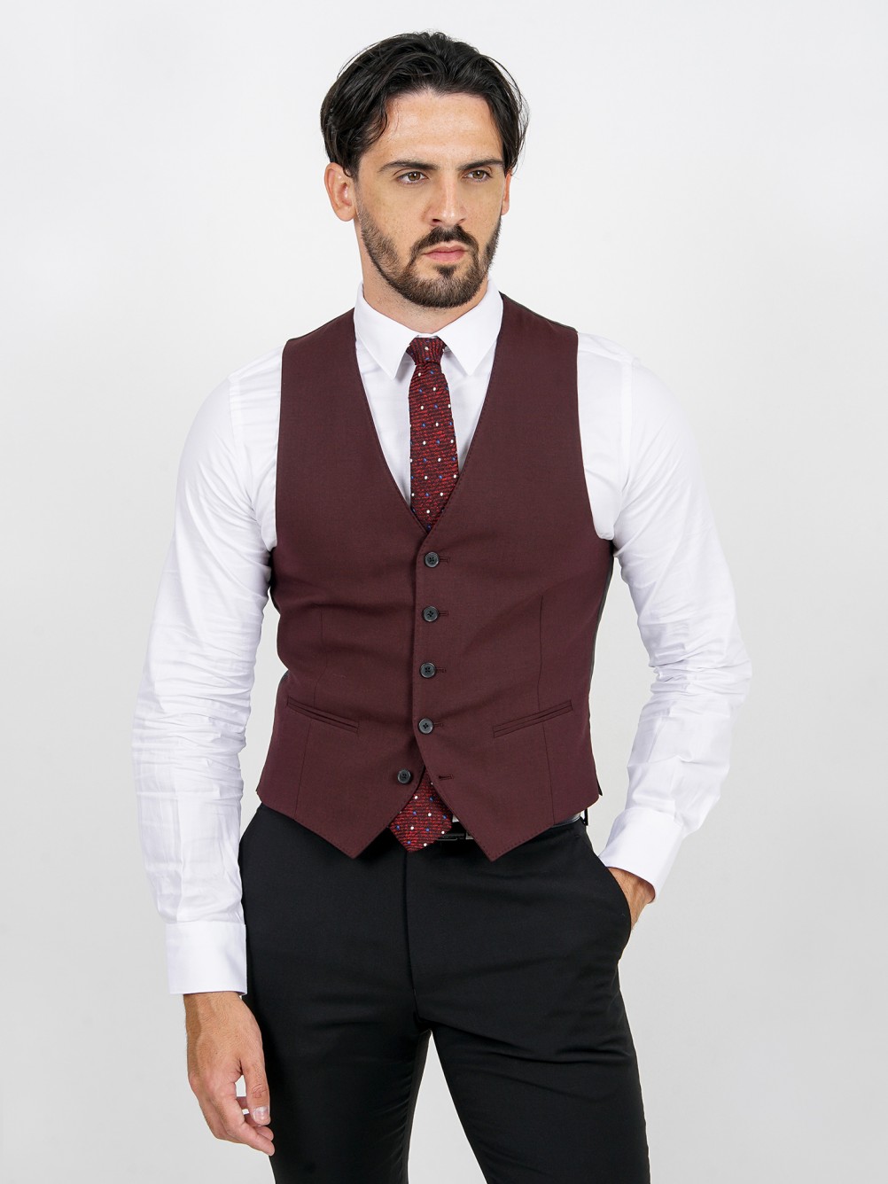 Colete clássico liso slim fit vegan fabric