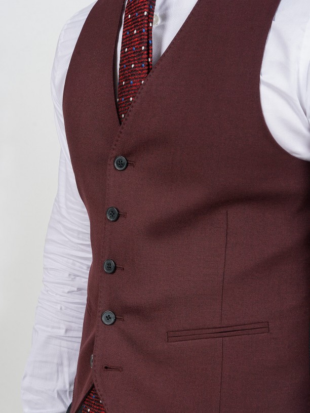 Colete clássico liso slim fit vegan fabric Colete clássico liso slim fit vegan fabric